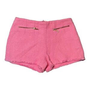 Zara Pink Fringe Tweed Shorts Size XS